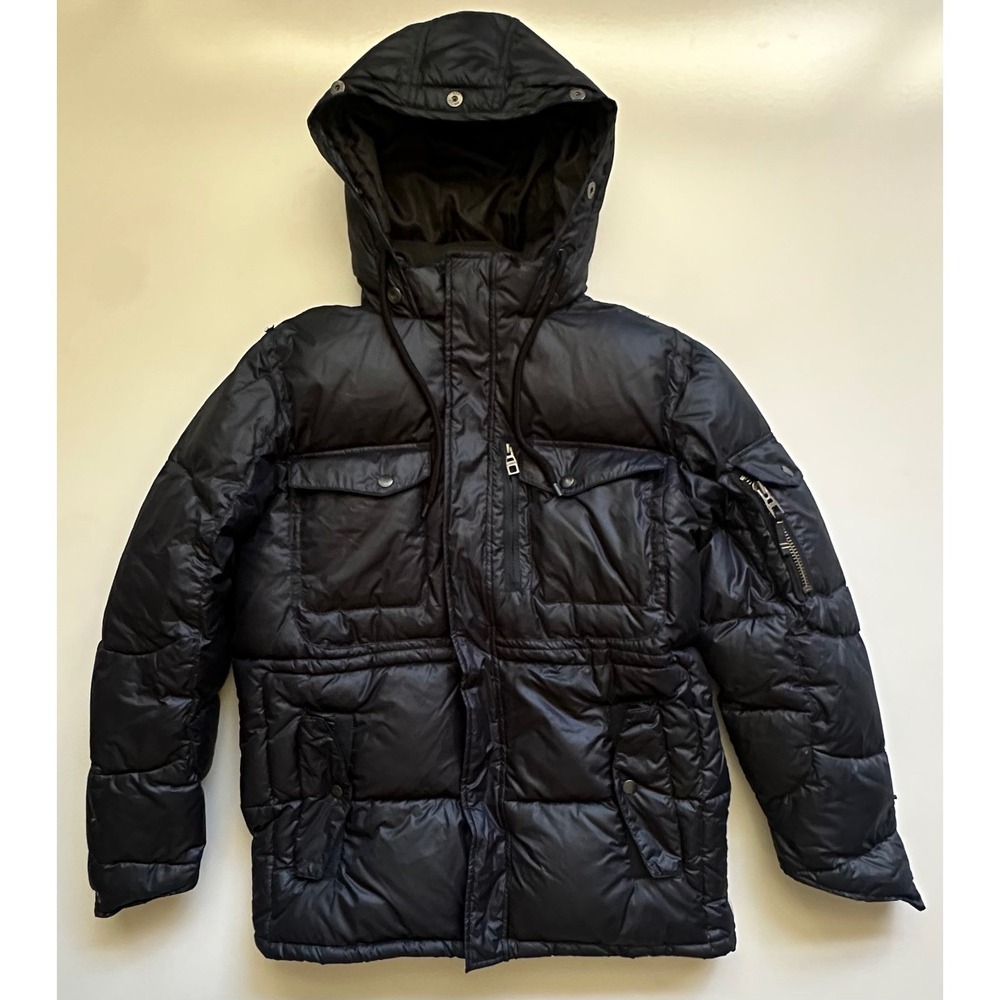 VTG Gap 1969 Puffer Jacket Men's‎ Size M Blue Heavyweight Hooded Parka Y2K